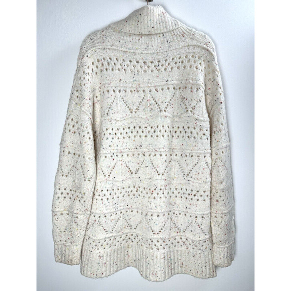 Sundance Rainbow Confetti Funnel Neck Oversized Chunky Open Knit Preppy Sweater - Picture 5 of 7